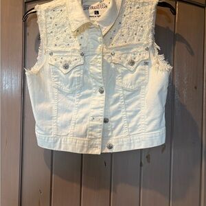 Miss Me White Denim Vest